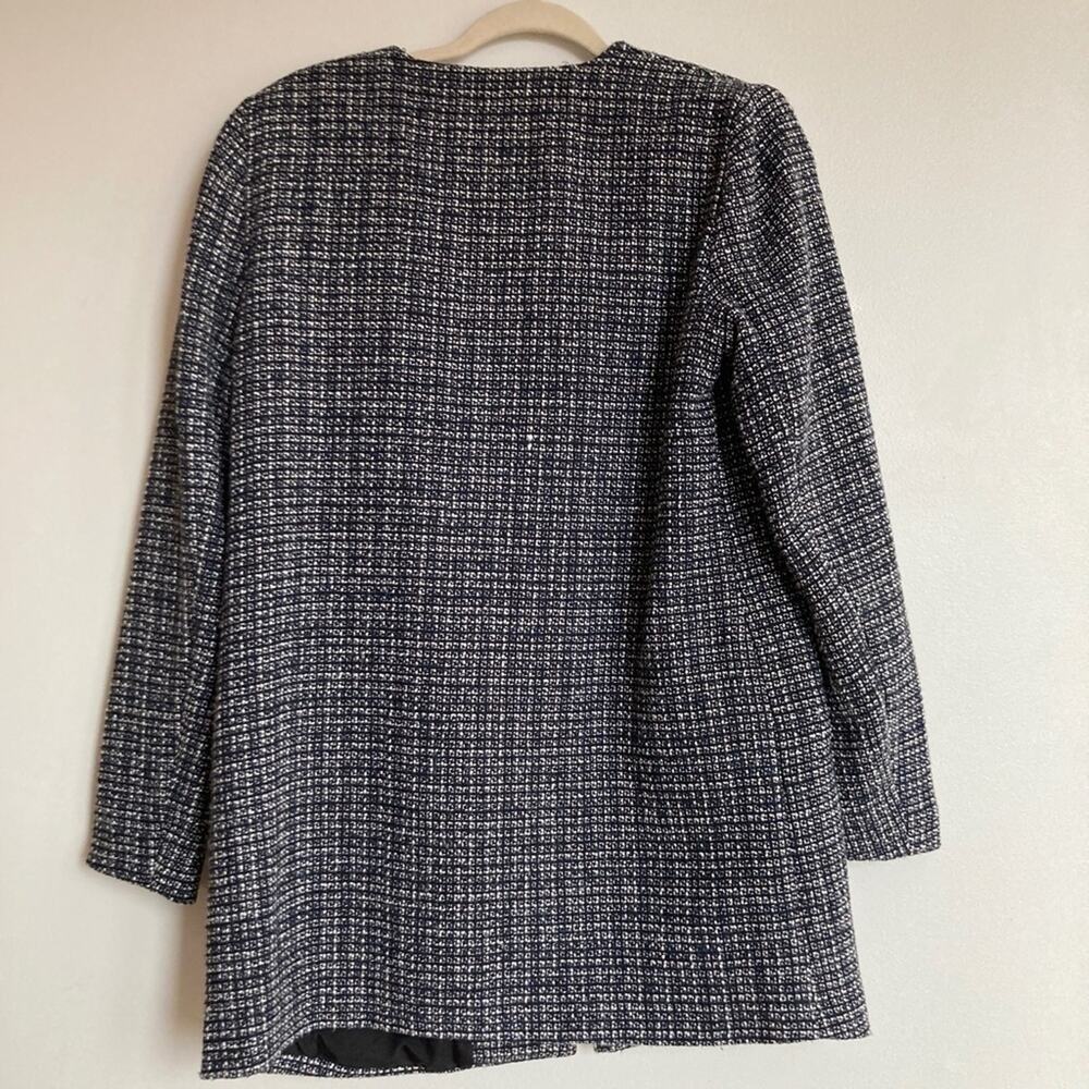 Carolina Belle Womens M Blue Plaid Tweed Zip Front Coat Old Money Preppy Classic - Picture 2 of 8